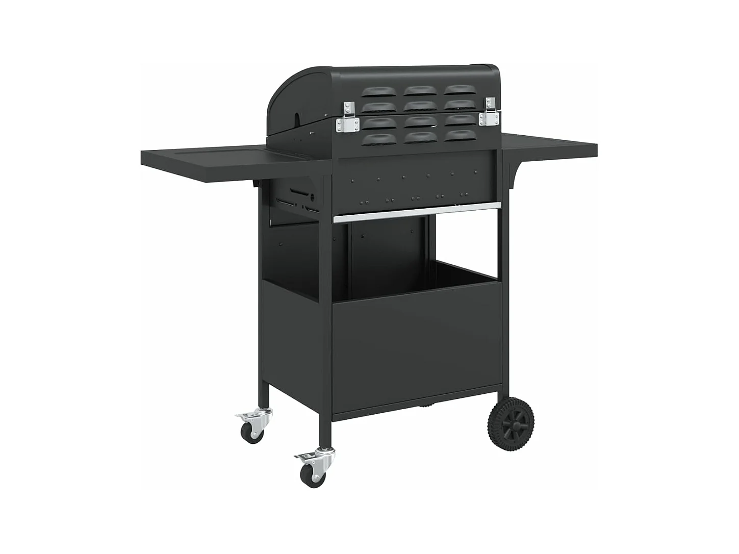 Barbecue gril à gaz avec 4 br?leurs noir acier enduit de poudre