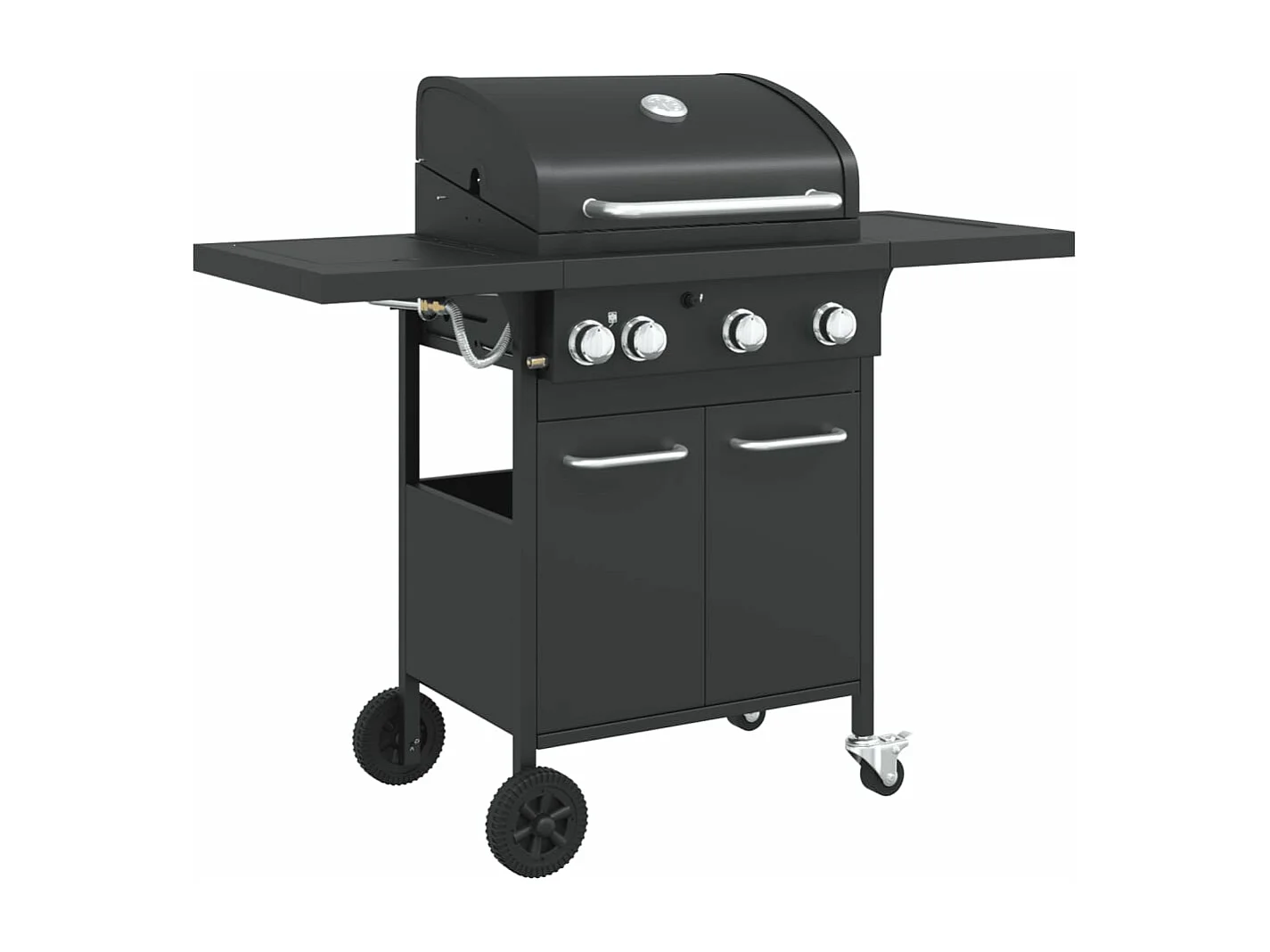 Barbecue a gas con 4 bruciatori in acciaio verniciato a polvere nera