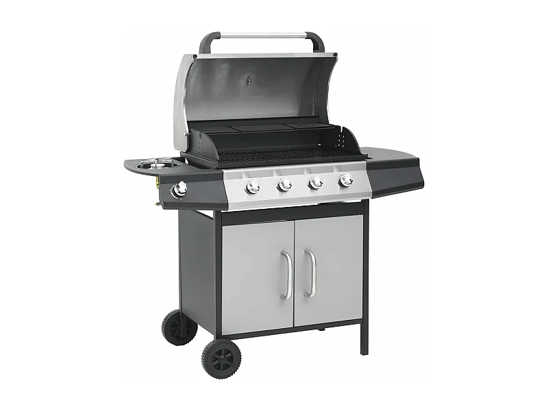 Barbecue a gas 4+1 zone di cottura Nero e argento Acciaio e acciaio inox