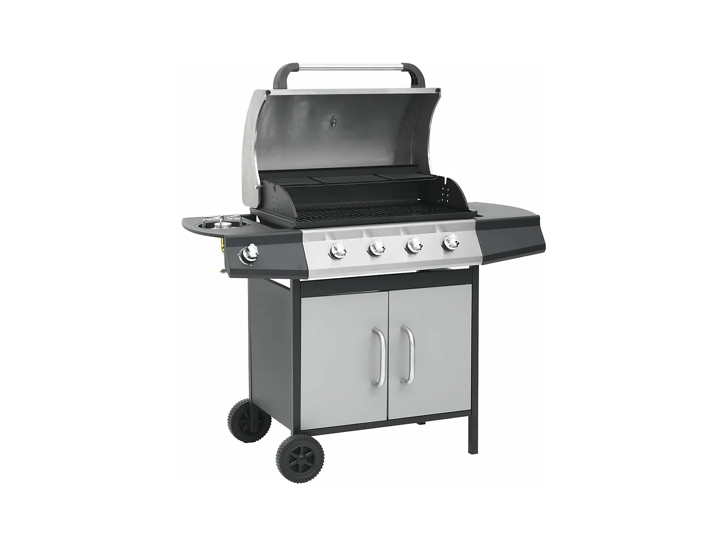 Barbecue à gaz 4+1 zones cuisson Noir et argenté Acier et inox