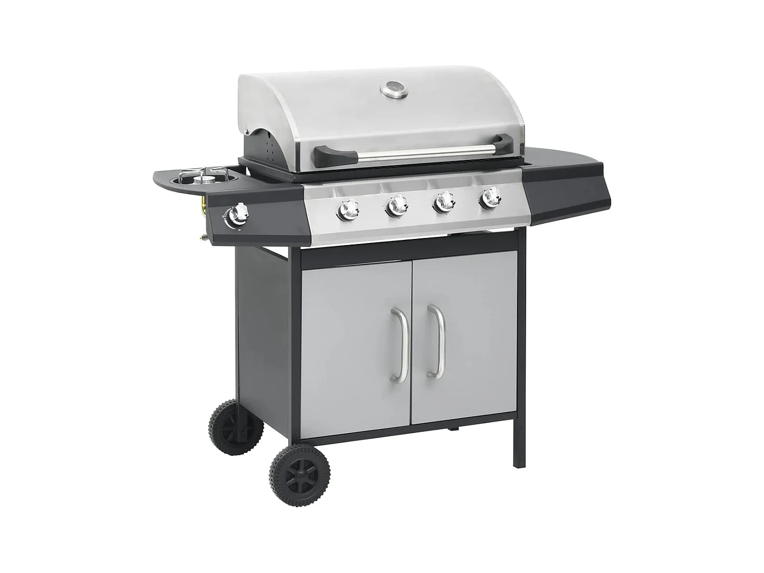 Barbecue à gaz 4+1 zones cuisson Noir et argenté Acier et inox