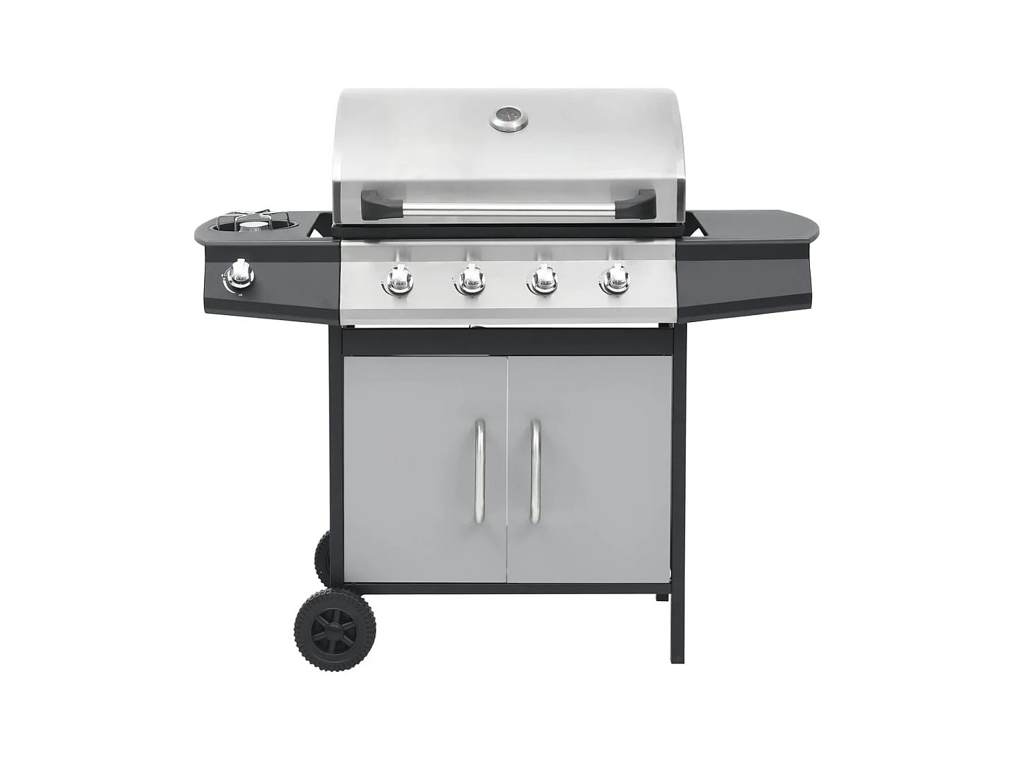 Barbecue à gaz 4+1 zones cuisson Noir et argenté Acier et inox