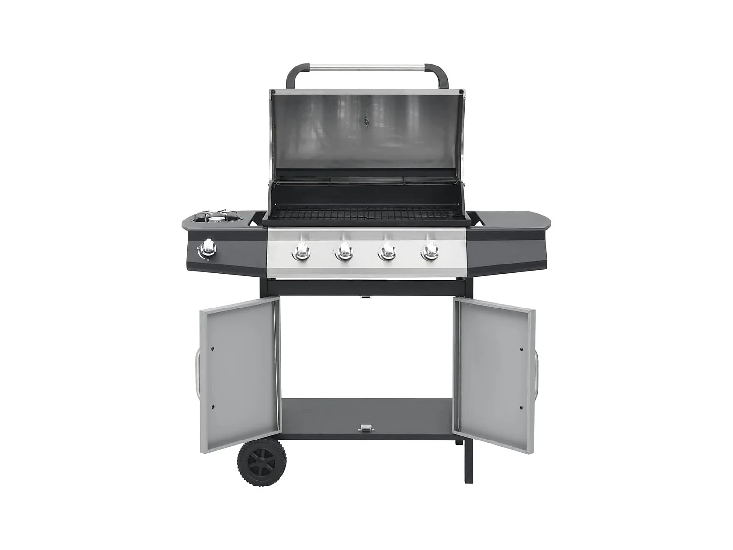 Barbecue à gaz 4+1 zones cuisson Noir et argenté Acier et inox