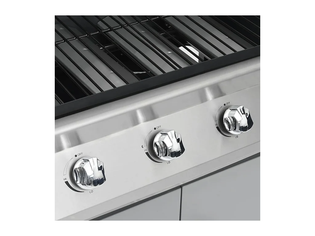 Barbecue à gaz 4+1 zones cuisson Noir et argenté Acier et inox