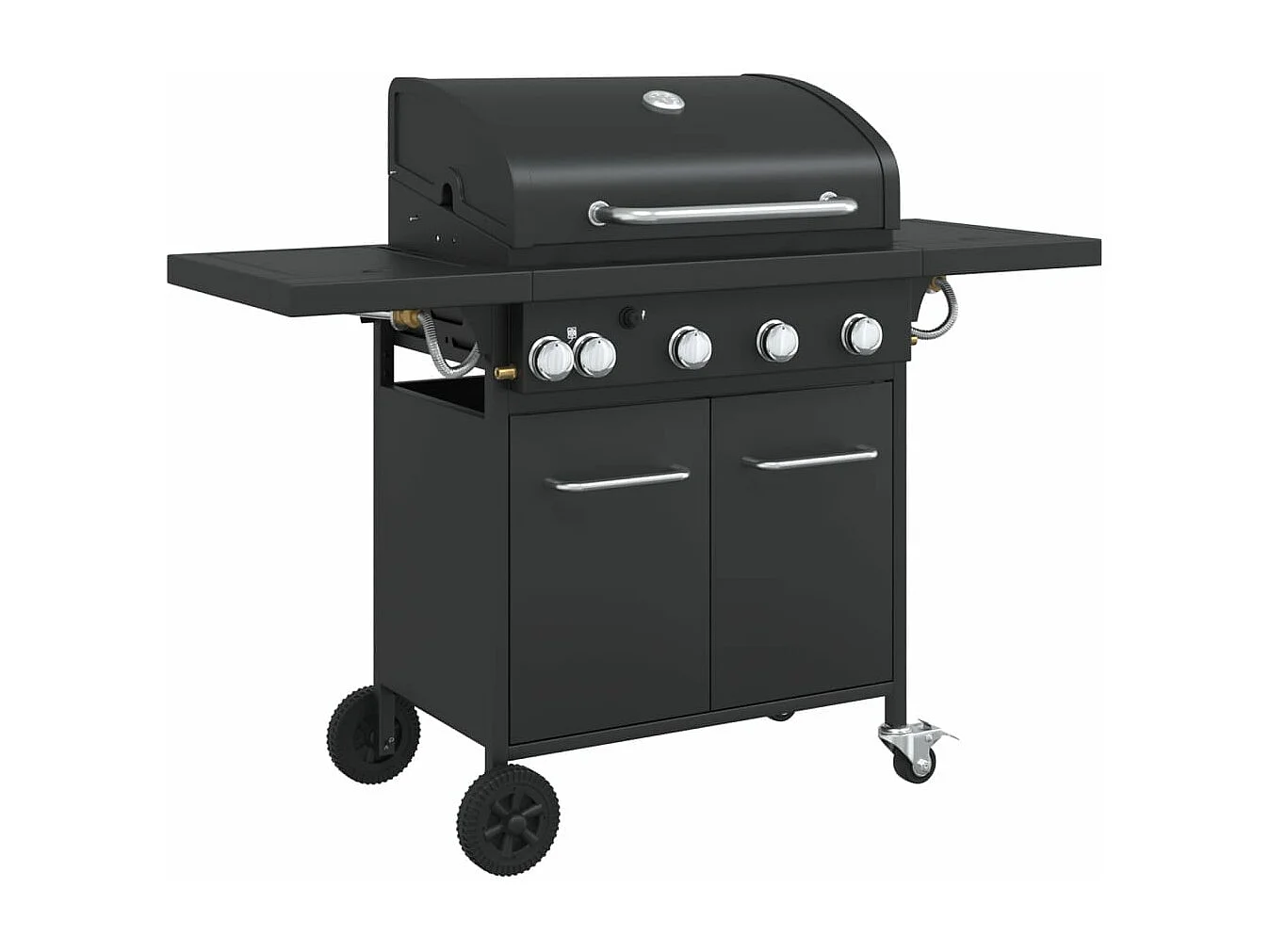 Barbecue gril à gaz avec 5 br?leurs noir acier enduit de poudre