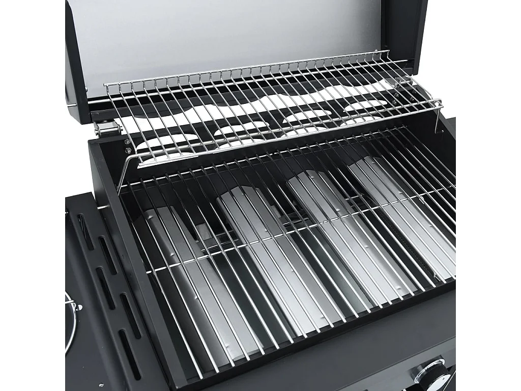 Barbecue gril à gaz avec 5 br?leurs noir acier enduit de poudre