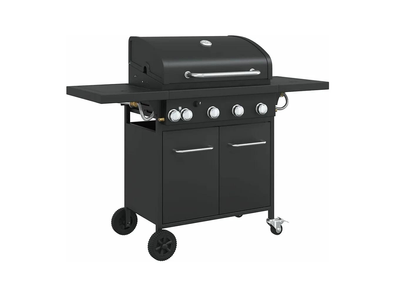 Barbecue gril à gaz avec 5 br?leurs noir acier enduit de poudre