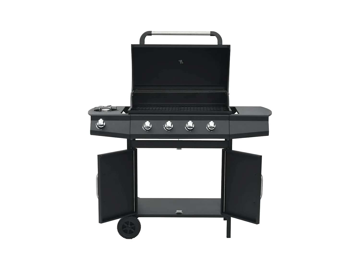 Barbecue à gaz 4+1 zones de cuisson Noir Acier