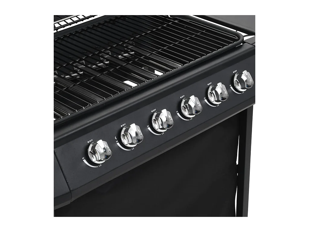 Barbecue au gaz avec 6 zones de cuisson Acier Noir