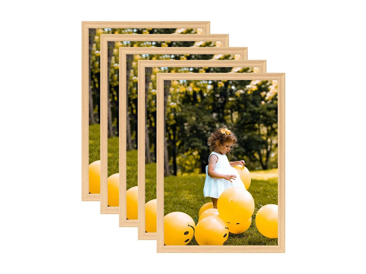 Collage di cornici per foto 5 pezzi da tavolo da parete Rovere chiaro 70x90 cm