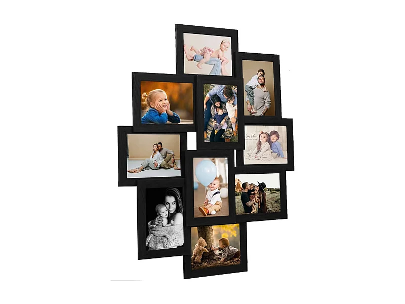 Moldura para Colagem de Fotos 10x Foto (13x18 cm) MDF Preto