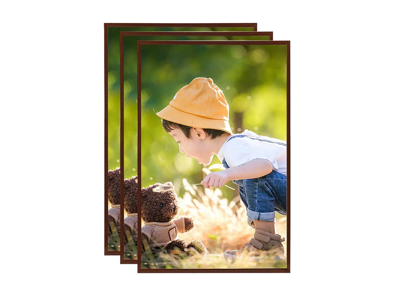 Collage de cadres photo 3 pcs de mur table Bronze 70x90 cm MDF