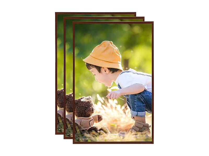 Collage de cadres photo 3 pcs de mur table Bronze 70x90 cm MDF