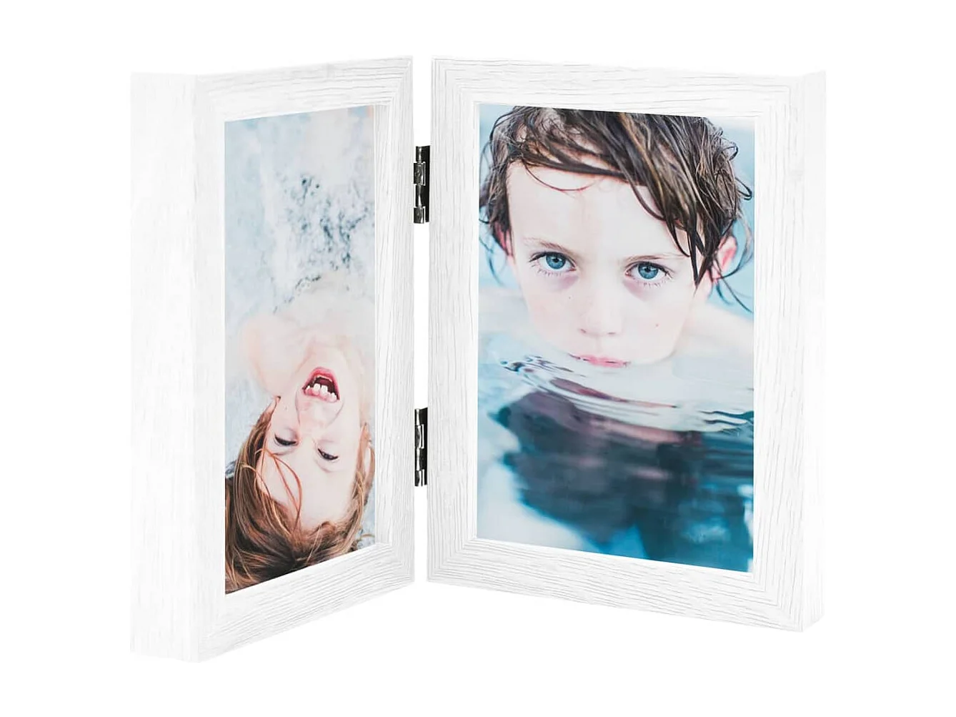 Cadre photo dépliable en deux Blanc 2x(10x15 cm)