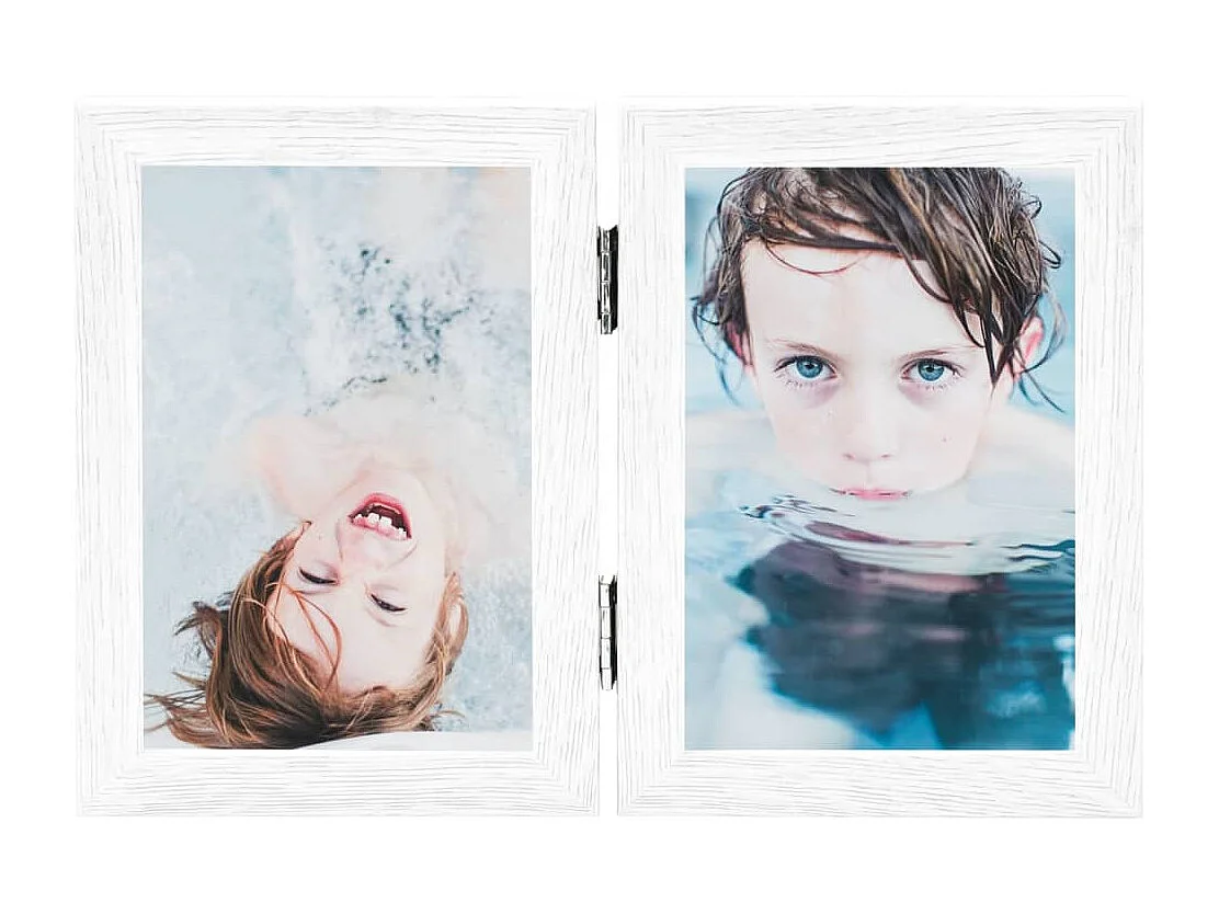 Cadre photo dépliable en deux Blanc 2x(10x15 cm)