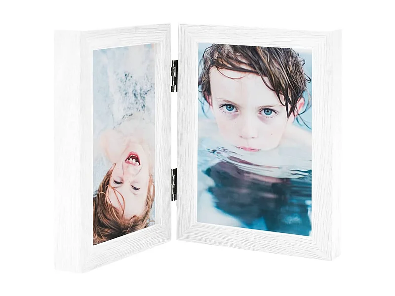 Cadre photo dépliable en deux Blanc 2x(10x15 cm)