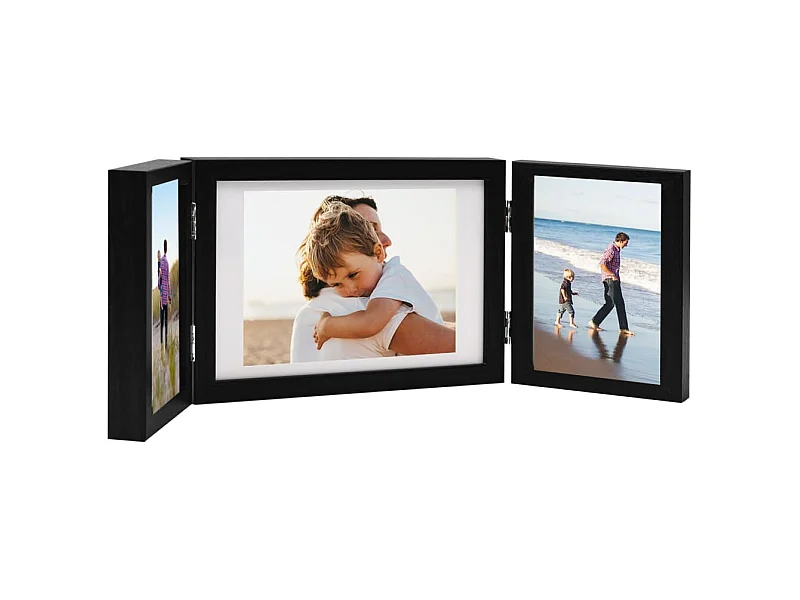Cadre photo dépliable Noir 28x18 cm+2x(13x18 cm)