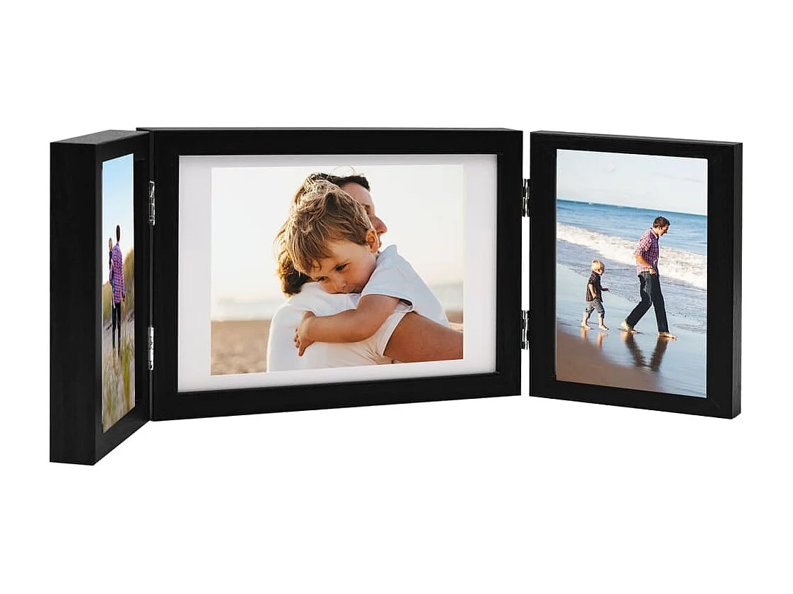 Cadre photo dépliable Noir 28x18 cm+2x(13x18 cm)