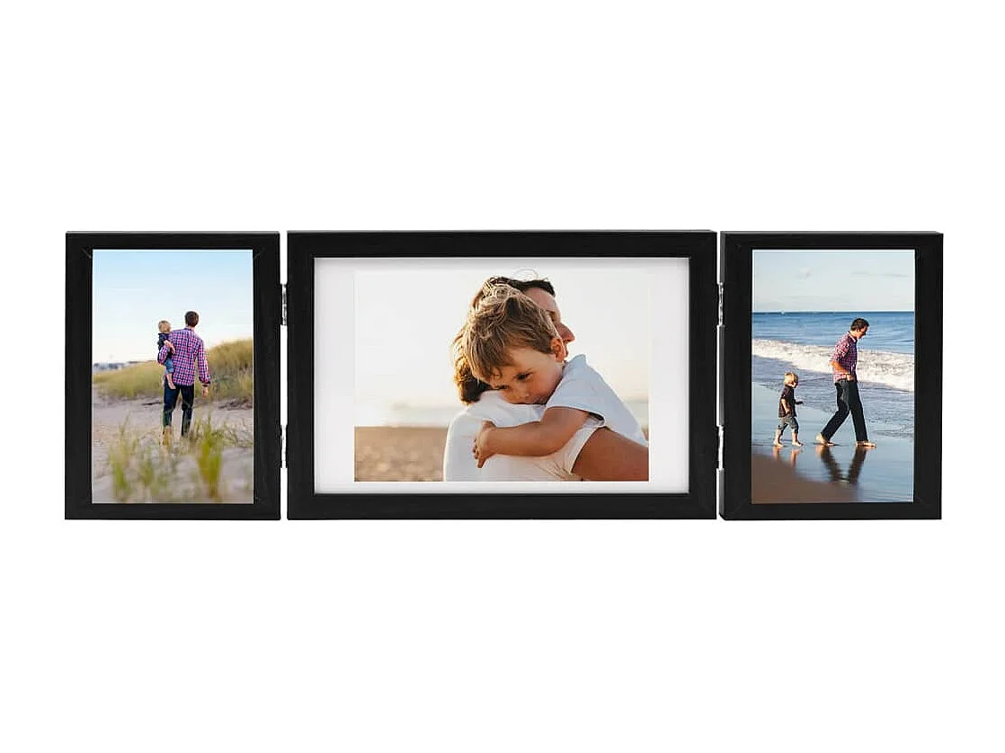 Cadre photo dépliable Noir 28x18 cm+2x(13x18 cm)