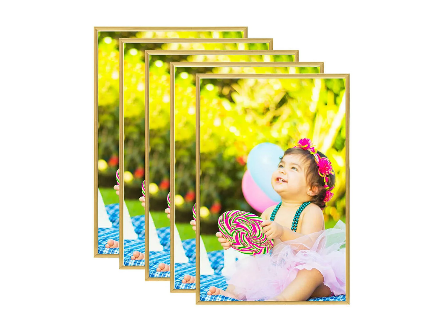 Colagem de porta-retratos 5 peças de parede Ouro 70x90 cm MDF