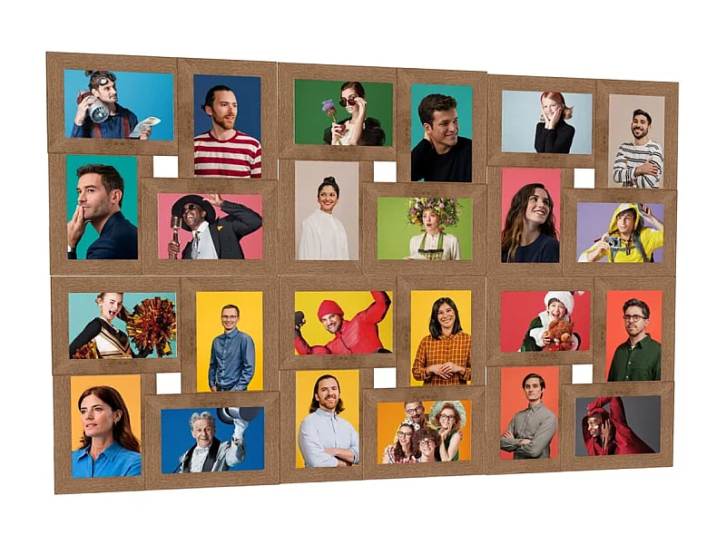 Collage de cadres photo de photo 24x(10x15 cm) Marron clair MDF