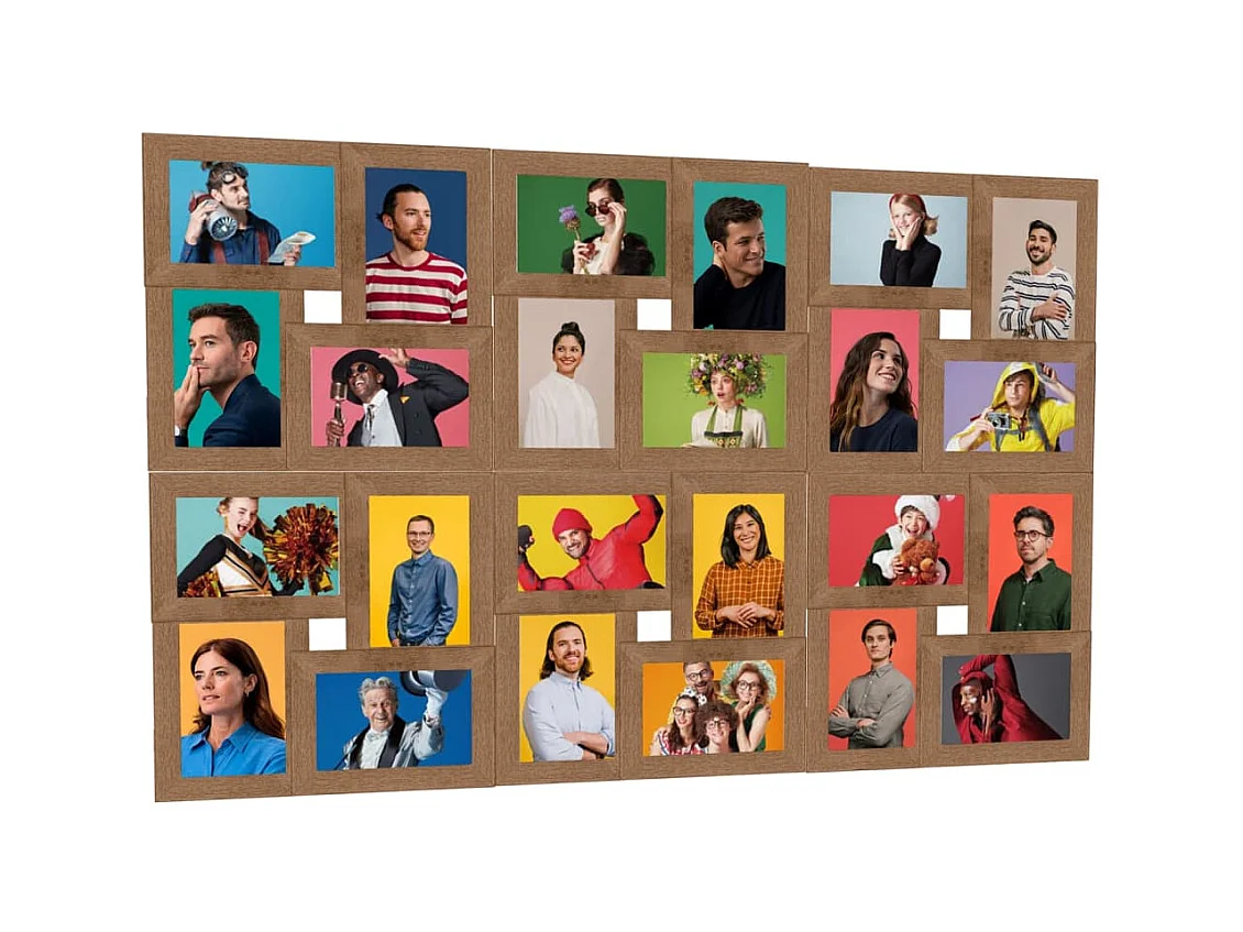 Collage de cadres photo de photo 24x(10x15 cm) Marron clair MDF