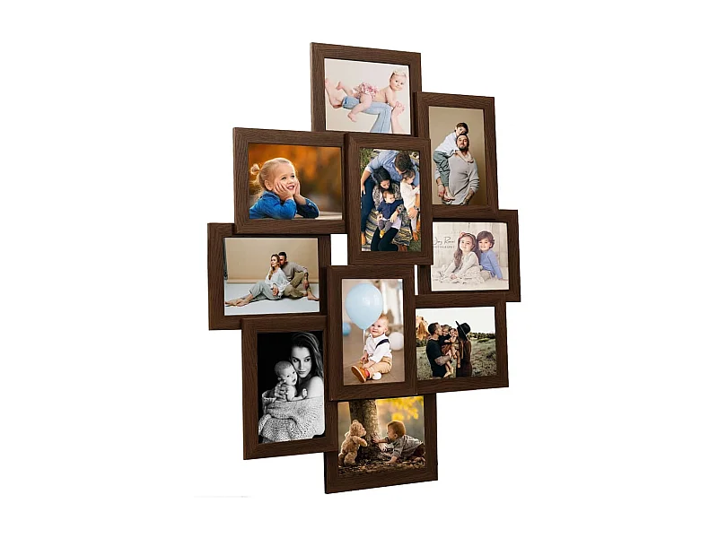 Collage de cadres photo de photo 10x(10x15 cm) Marron foncé MDF