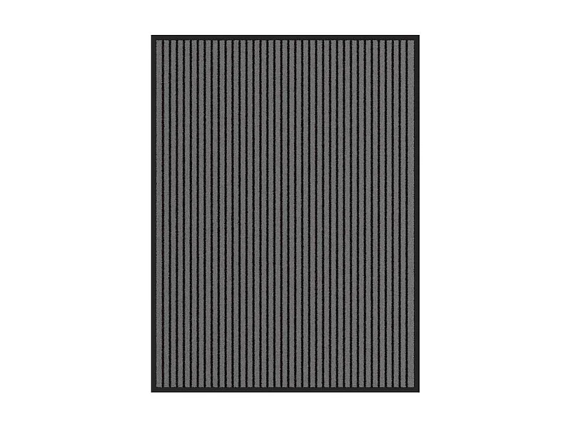 Schwarz-grau gestreifte Fußmatte 90x120 cm
