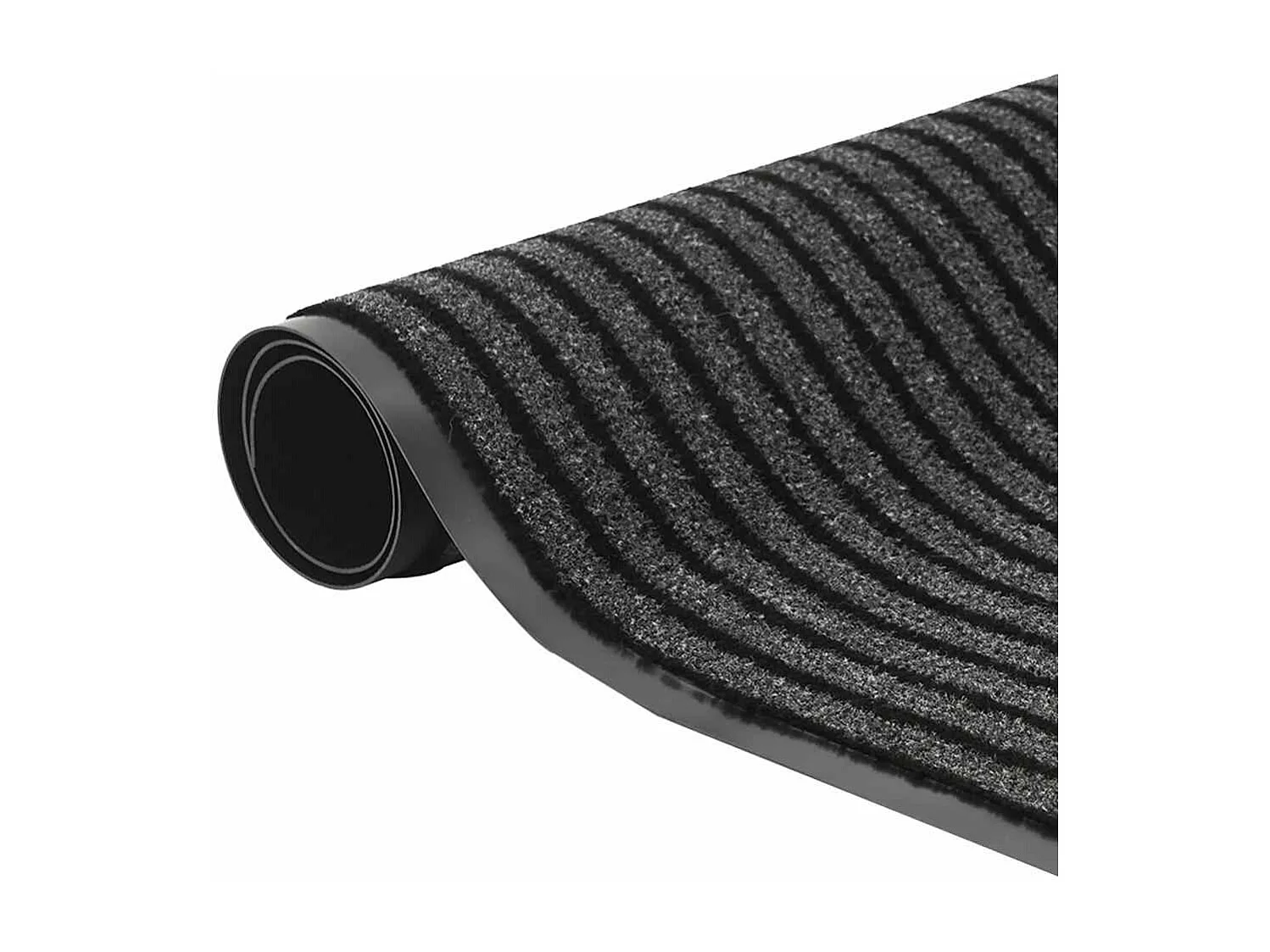 Paillasson noir et gris à rayures 115x400 cm