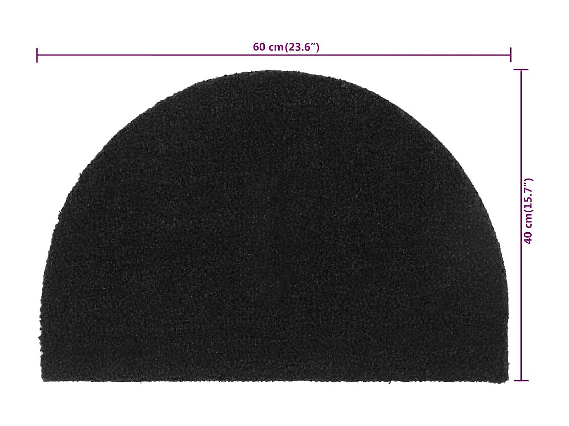 Zerbino nero semicircolare 40x60 cm in fibra di cocco tuftata