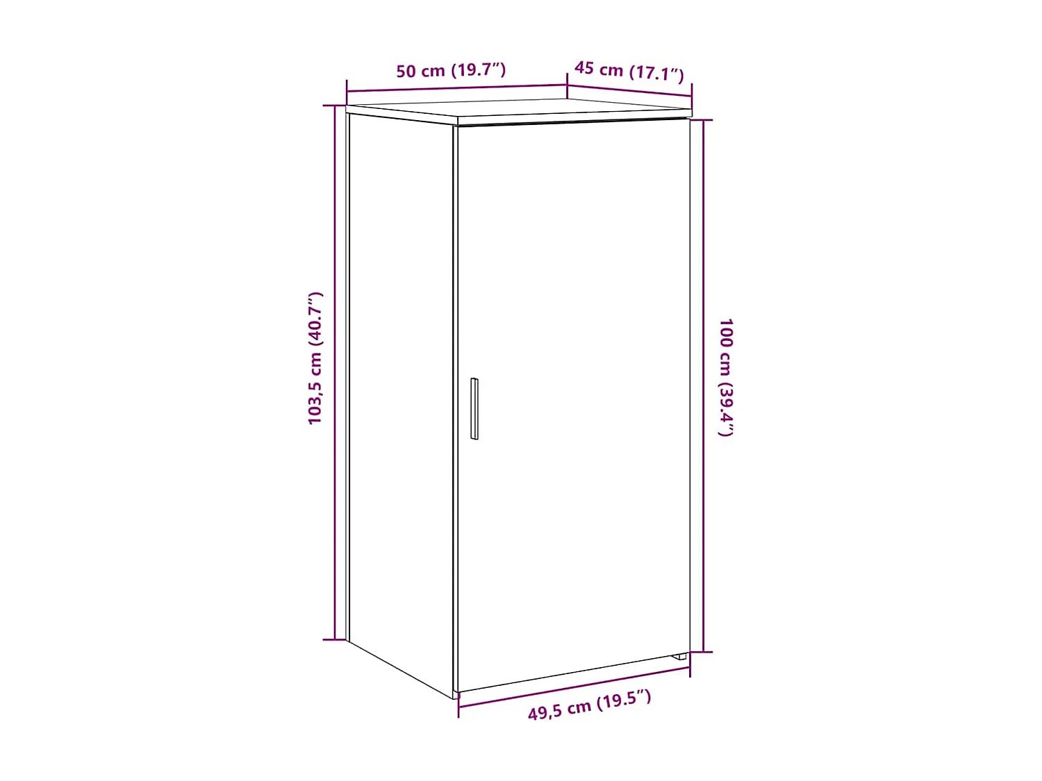 Mobiletto portaoggetti in legno antico 50x45x103,5 cm in legno ingegnerizzato