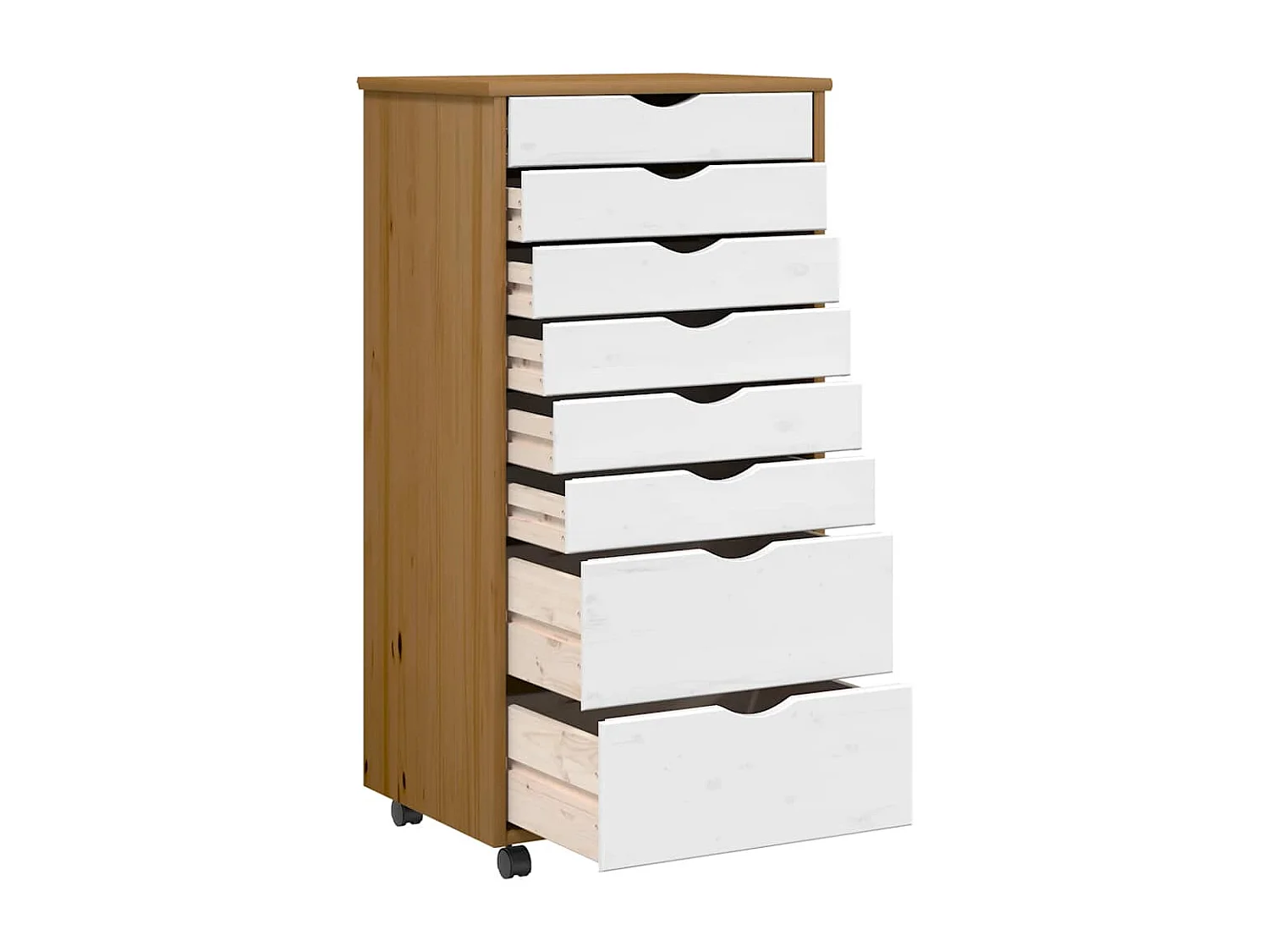 Armadio a rotelle con cassetti MOSS miele marrone legno di pino