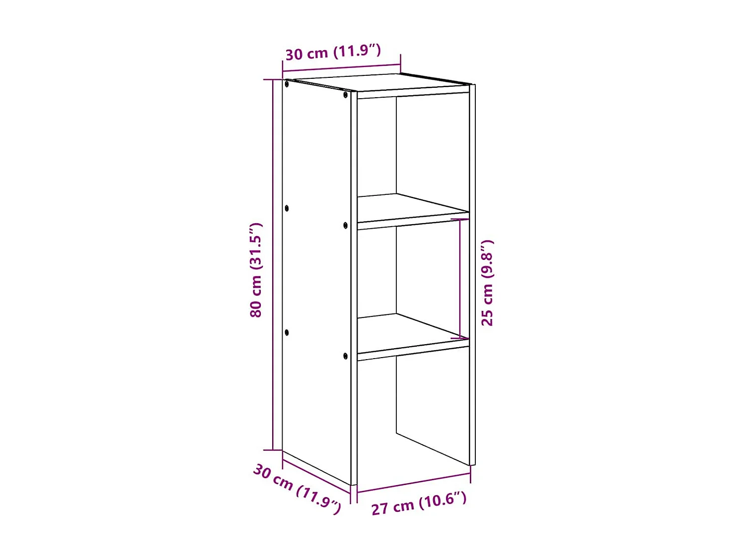 Bibliothèque empilable vieux bois 30x30x80 cm bois d'ingénierie
