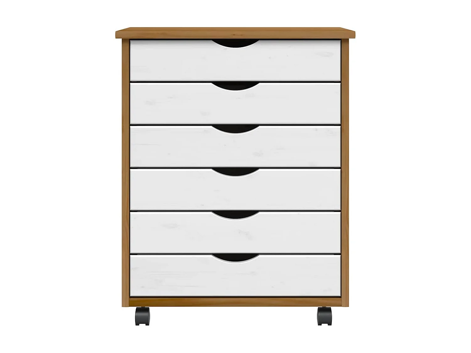 Armário com rodízios e gavetas MOSS madeira de pinho castanho mel