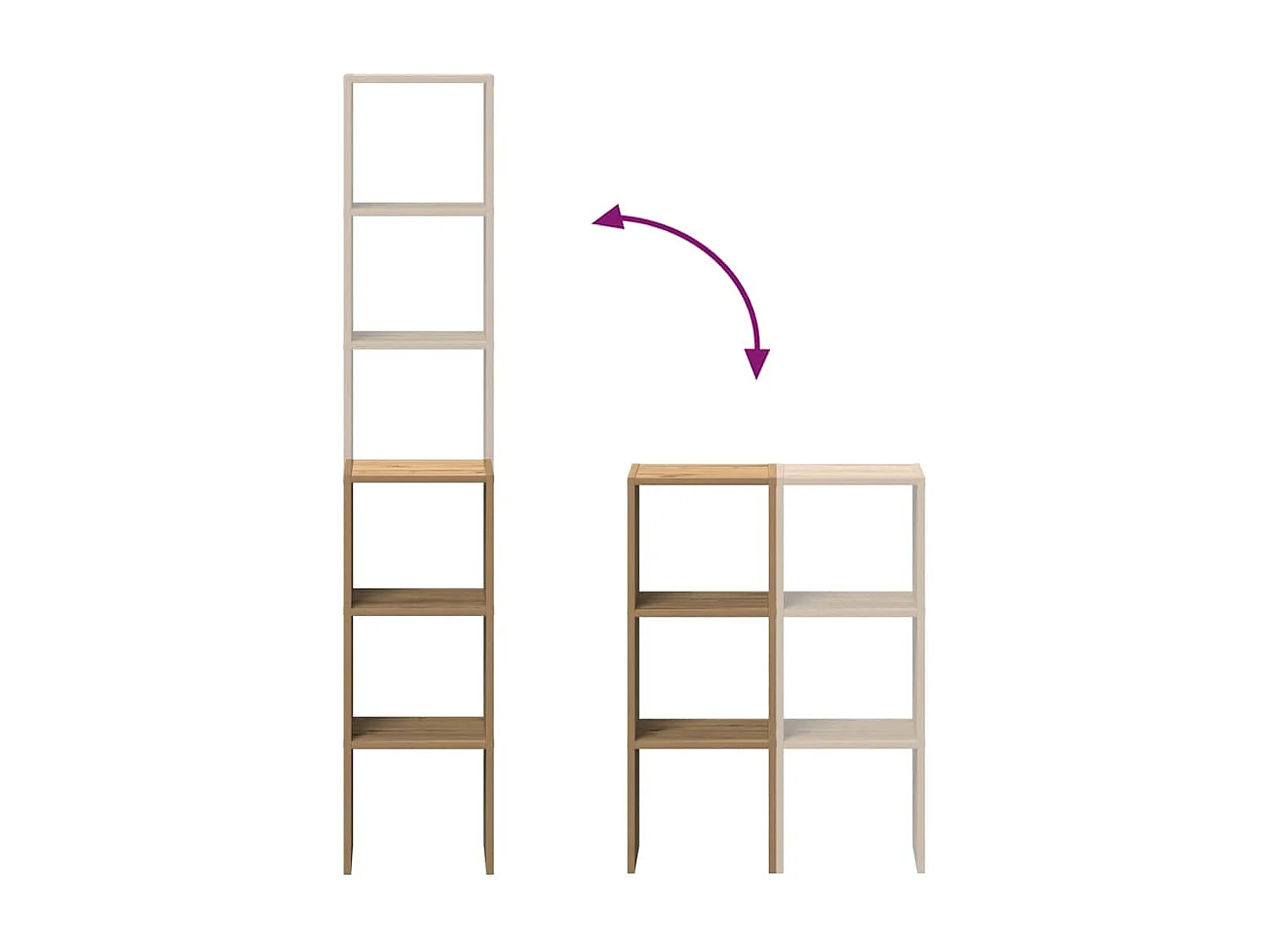 2 estanterías apilables de madera de roble fabricadas a mano