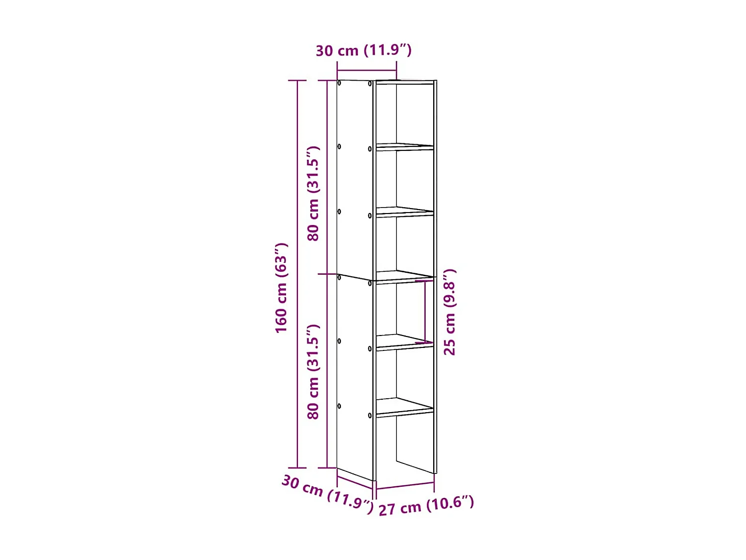 2 librerie impilabili in legno ingegnerizzato grigio cemento