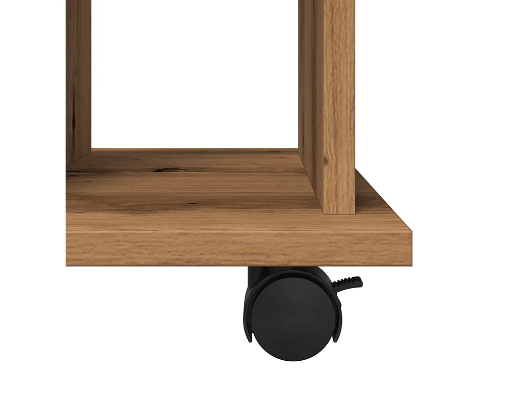 Mobiletto con ruote in rovere artigianale 60x45x60 cm in legno ingegnerizzato