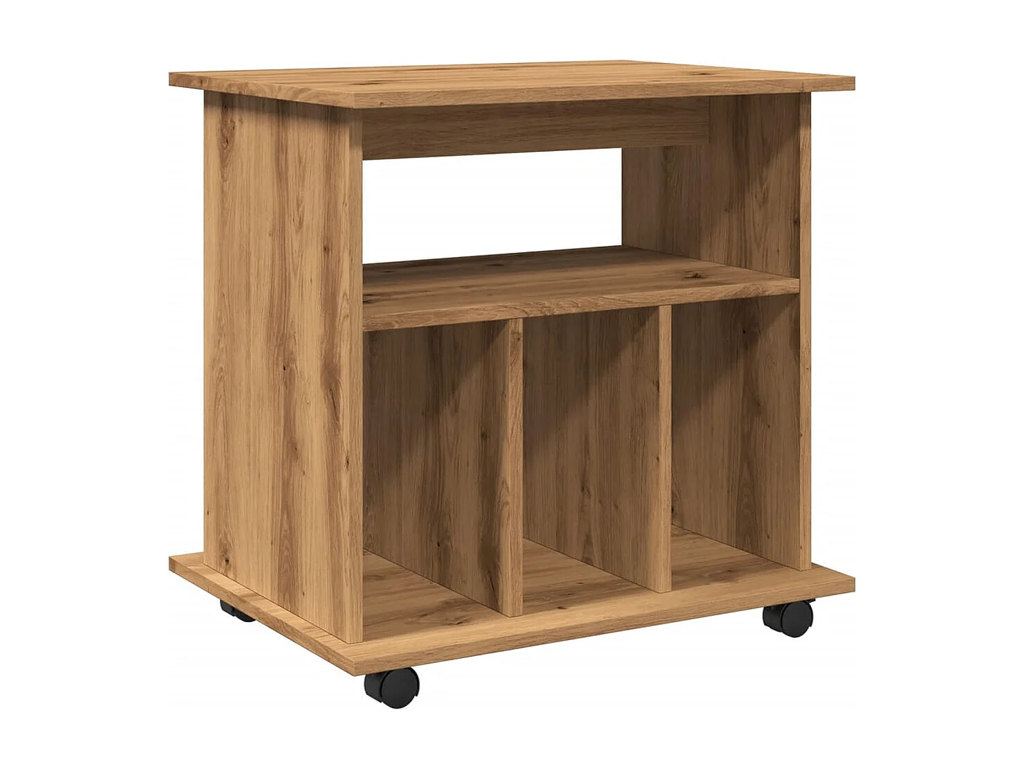 Armoire roulante chêne artisanal 60x45x60 cm bois d'ingénierie