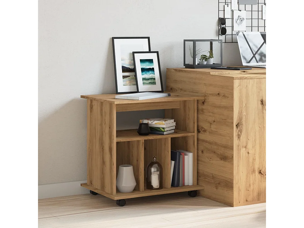 Armoire roulante chêne artisanal 60x45x60 cm bois d'ingénierie