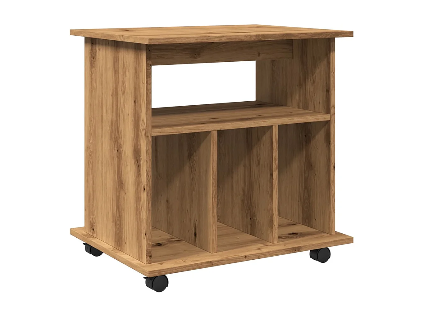 Armoire roulante chêne artisanal 60x45x60 cm bois d'ingénierie