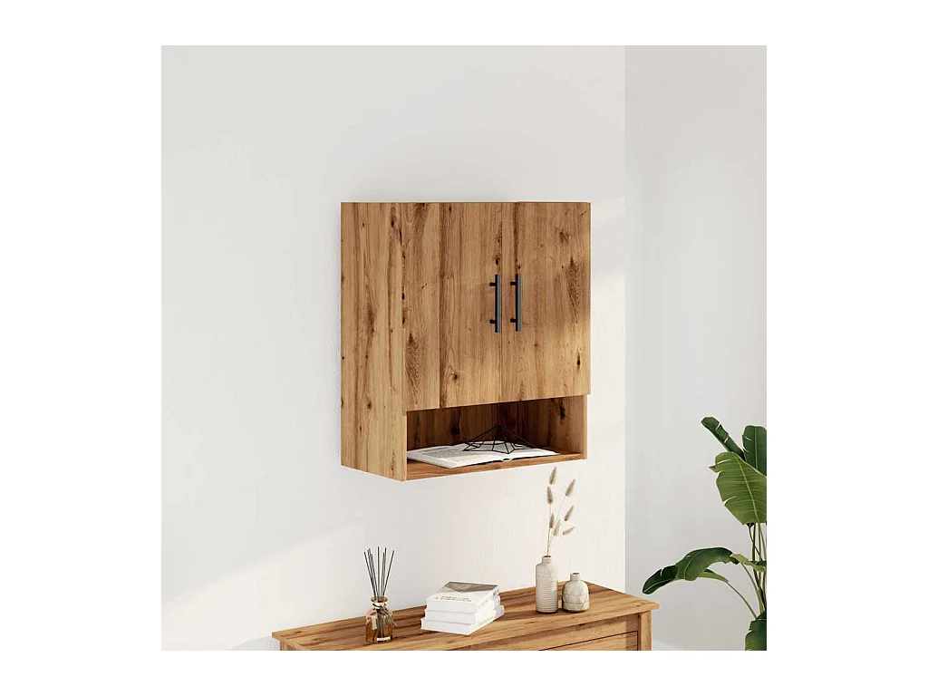 Armoire murale chêne artisanal 60x31x70 cm bois d'ingénierie