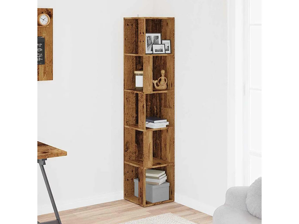 Mueble de esquina de madera antigua 33x33x165 cm madera contrachapada
