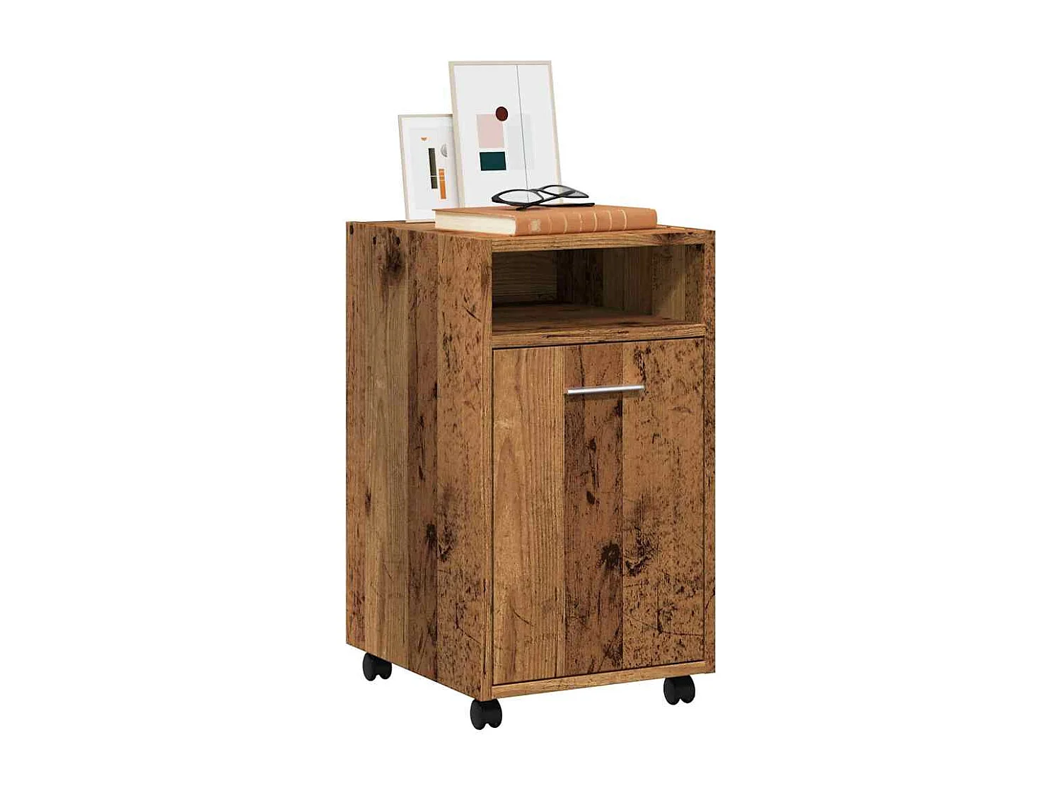 Armario con ruedas madera vieja 33x38x60 cm madera contrachapada