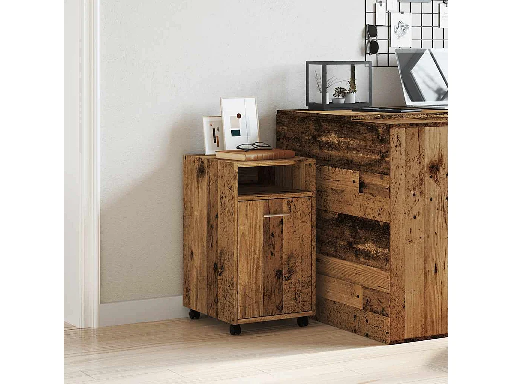 Armario con ruedas madera vieja 33x38x60 cm madera contrachapada