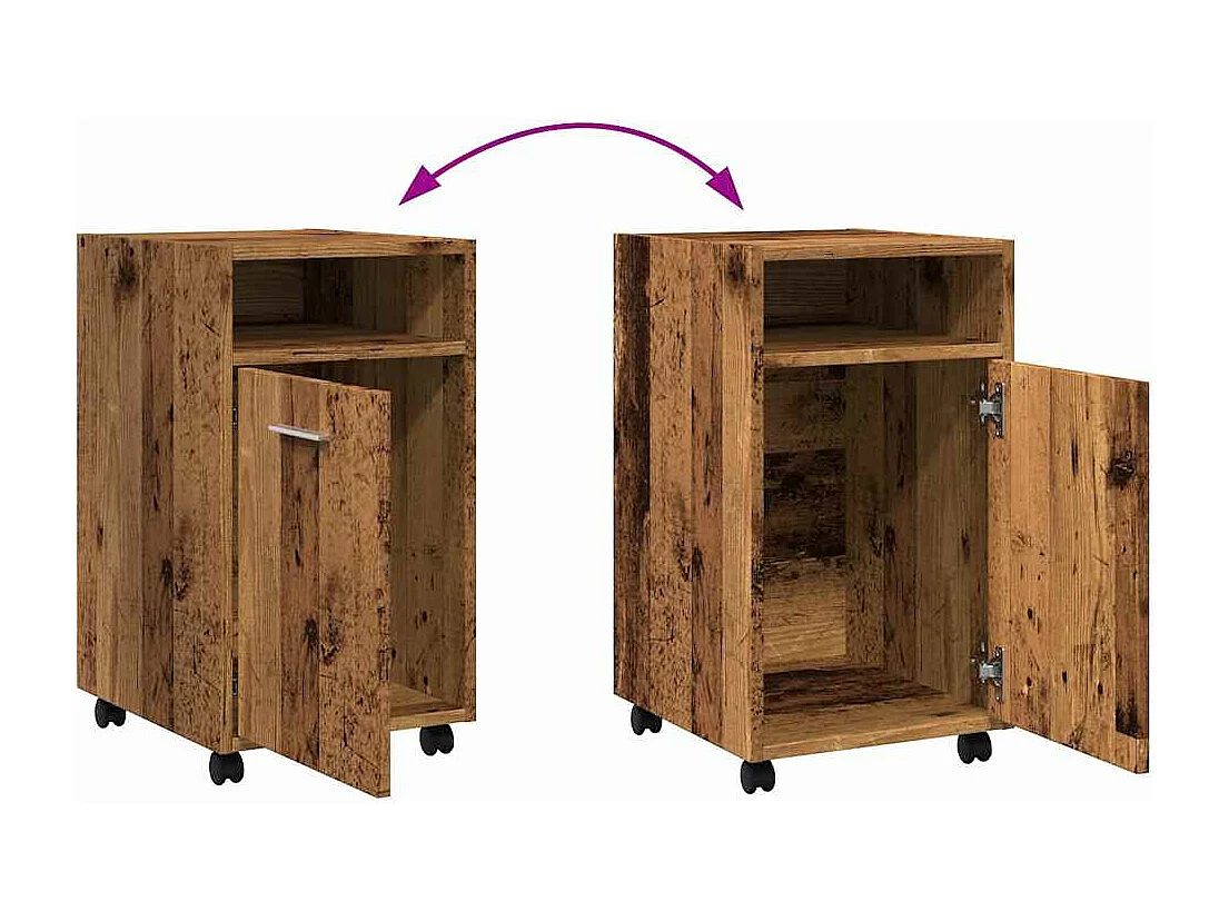 Armario con ruedas madera vieja 33x38x60 cm madera contrachapada