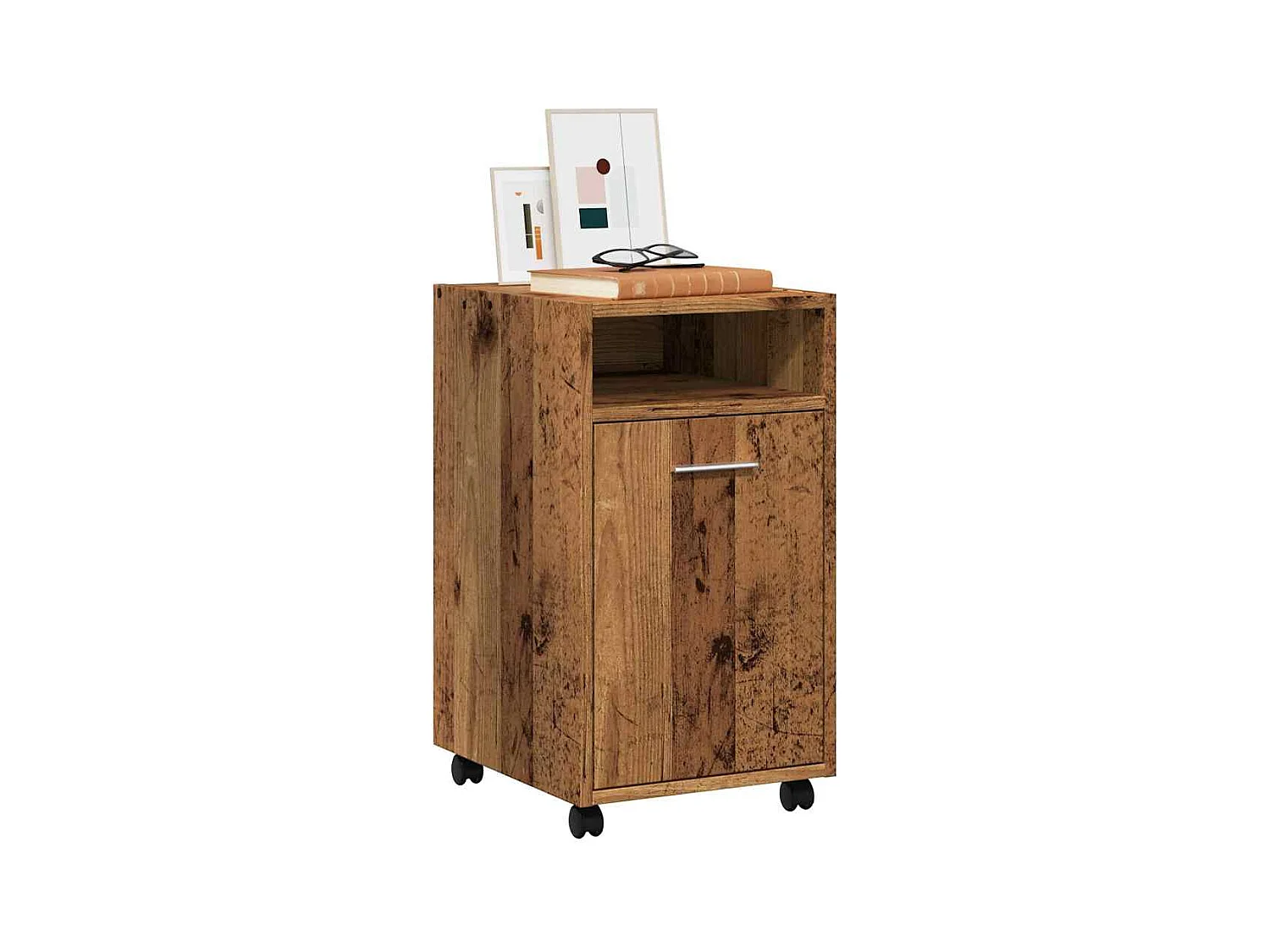 Armoire avec roues vieux bois 33x38x60 cm bois d'ingénierie