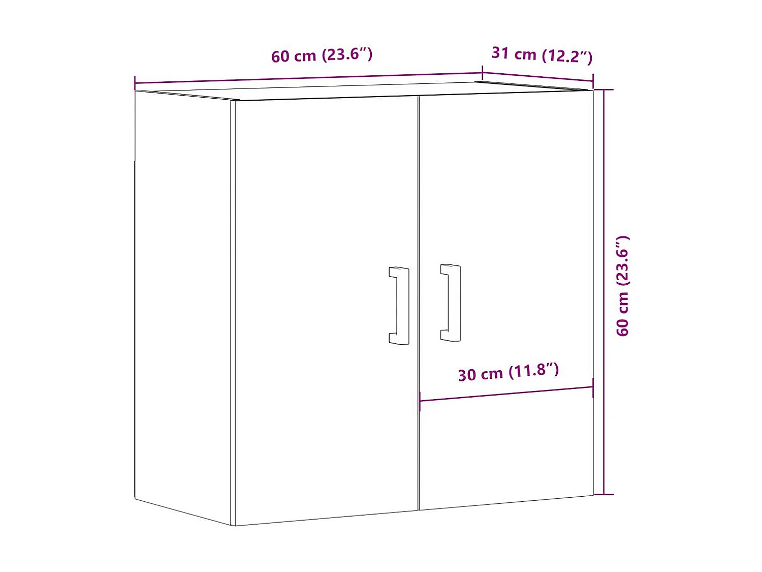 Armoire murale chêne artisanal 60x31x60 cm bois d'ingénierie