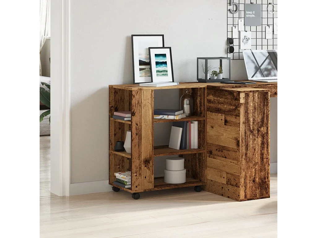 Armoire à roulettes vieux bois 60x35x75 cm bois d'ingénierie