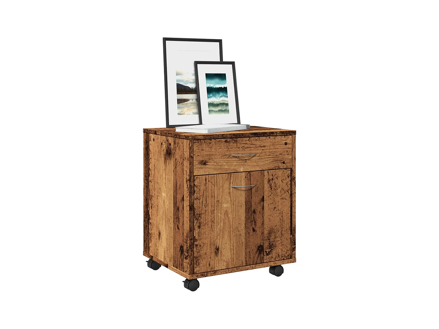 Armoire à roulettes vieux bois 45x38x54 cm bois d'ingénierie