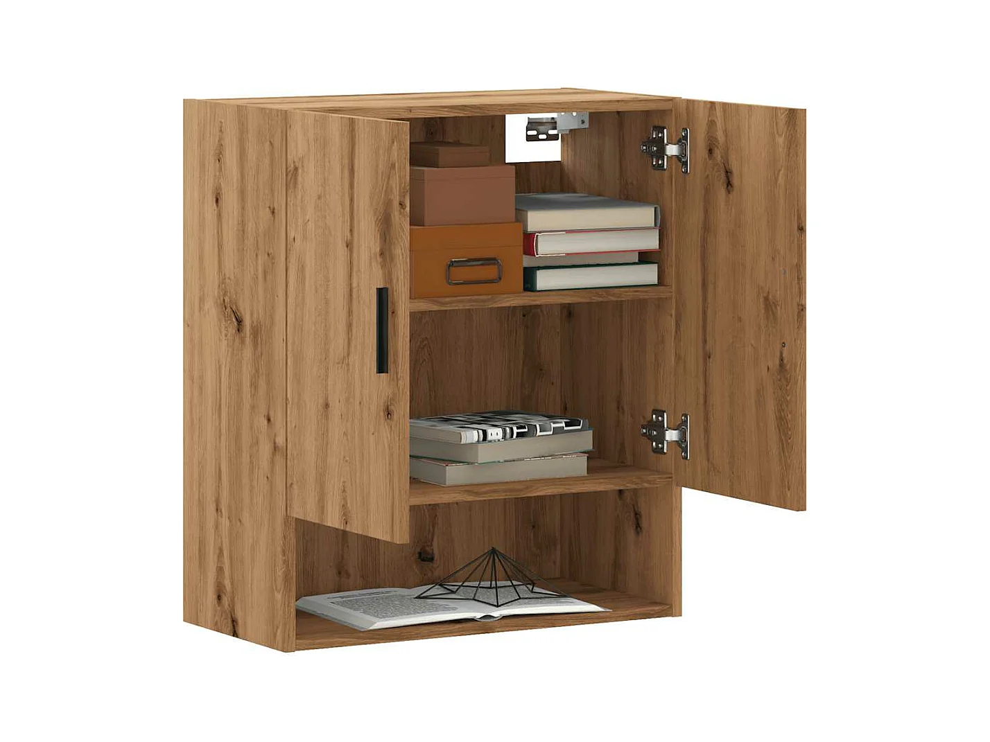 Mobiletto da parete in rovere artigianale 60x31x70 cm in legno ingegnerizzato